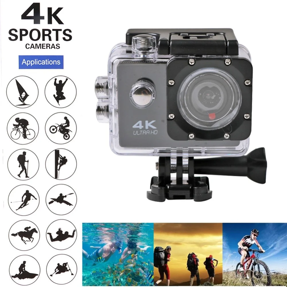 Caméra sport étanche 30m caméra d'action Full HD 1080p 12MP Argent