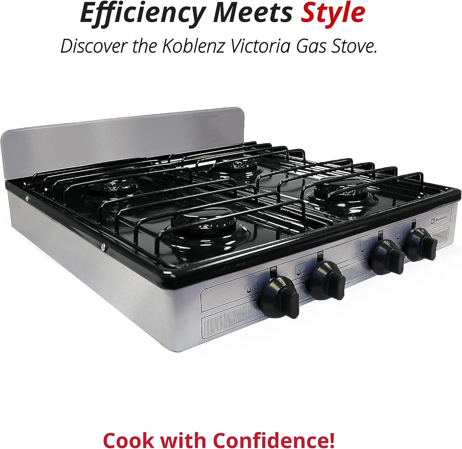 Portable Porcelain Cover and Four 16,000 BTU Burners, Stainless Steel Stove for Propane Gas 6