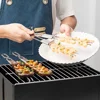 2/5/10Pcs Double Needle Stainless Steel Barbecue Skewer Reusable BBQ Skewers Double-Ended BBQ Fork Semi-automatic Barbecue Fork 4