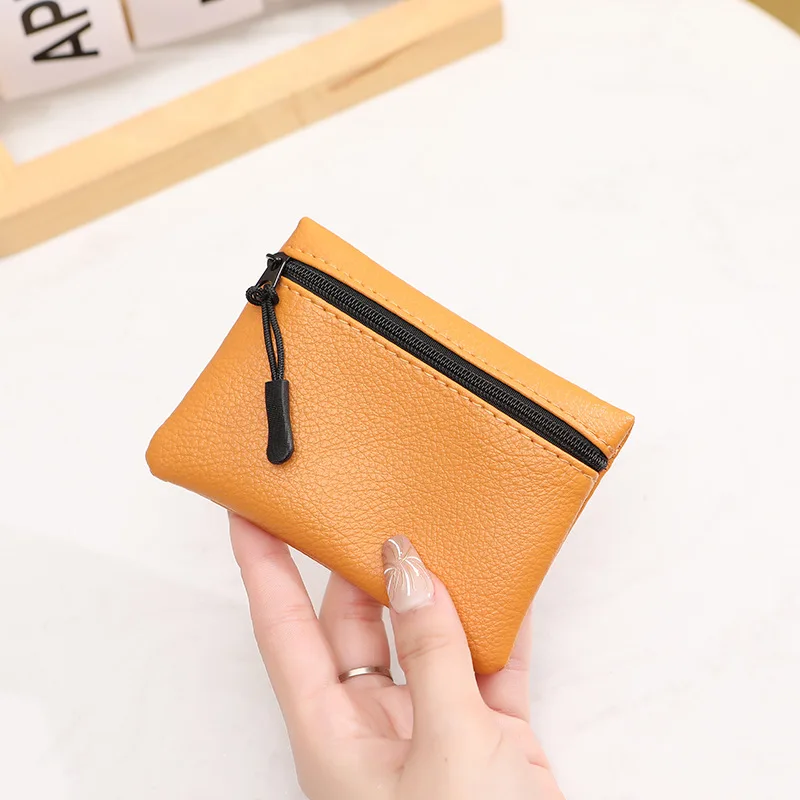 Lychee pattern zipper coin purse women solid color PU soft leather wallet women coin card holder wallet for girls coin purse women wallet card wallet coin wallet