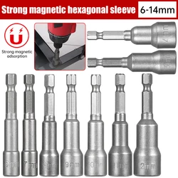 Magnetic Impact Socket Nut Driver Set with Drill Bit Adapter (6-14mm)