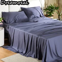 Dreamreal Cooling Bed Sheet Set 100% Bamboo Bedding Sheets Hotel Luxury Fitted & Flat Sheet Pillowcase Silky Soft Breathable 1