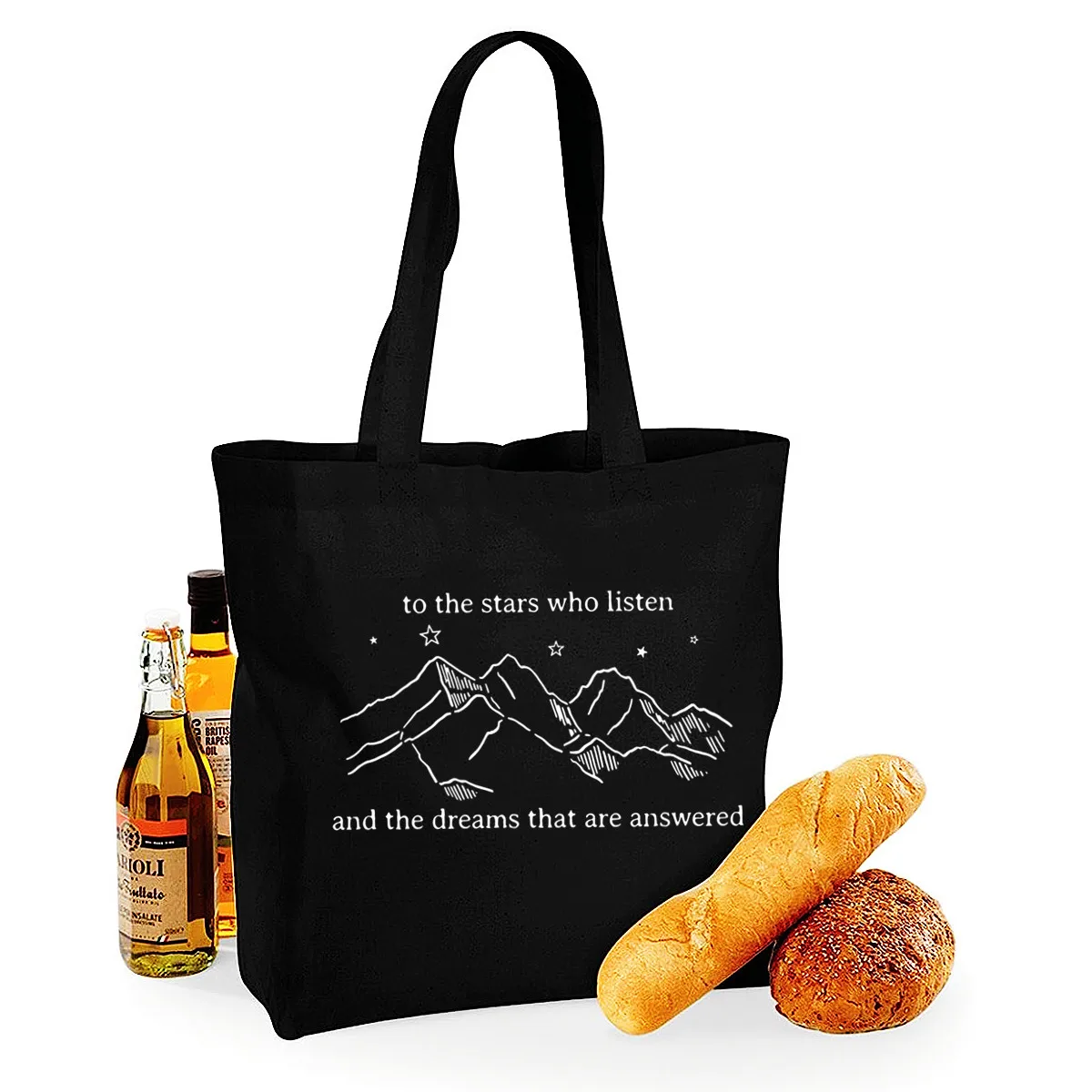 

ACOTAR Harajuku Shopping Black Bags Canvas Tote Bag Printed Cartoon Reusable Cloth Bag Handbag Custom Handbags Women