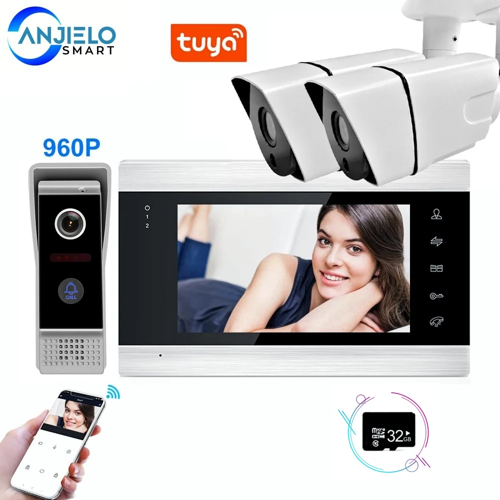 Домашний интерком для квартиры Tuya Smart Home 7 дюймов 960P домофоны видеодомофон в