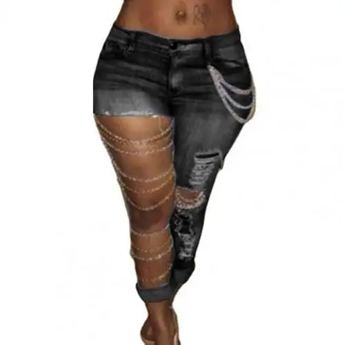 Fashion Denim Jeans Women large Ripped 