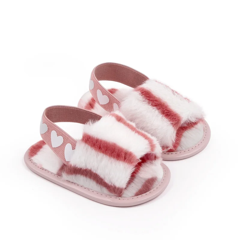 Baby Girl Winter Indoor Sandal Fluffy Colorful Design for 0-1 Year