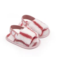 Baby Girl Winter Indoor Sandal Fluffy Colorful Design for 0-1 Year Old 4