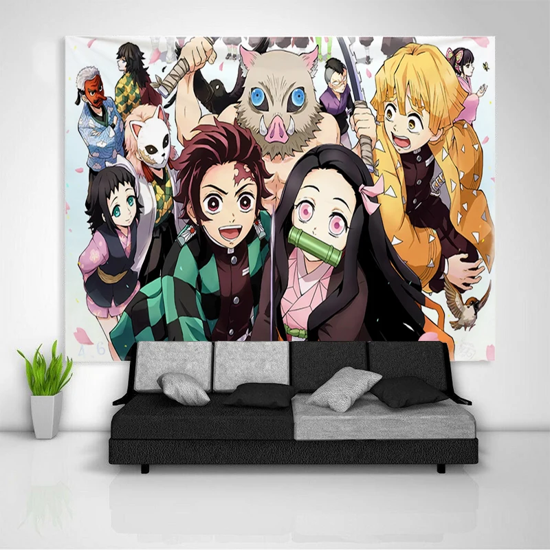 

Demon Slayer Tapestry Wall Art Aesthetic Room Decor Tapestries Headboards Wallpaper Bedroom Decoration Hanging Decorative Custom