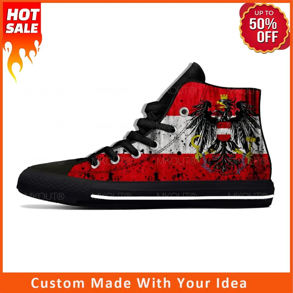 

Hot Austria Austrian Flag Patriotic Pride Fashion Casual Cloth Shoes High Top Lightweight Breathable 3D Print Men Women Sneakers