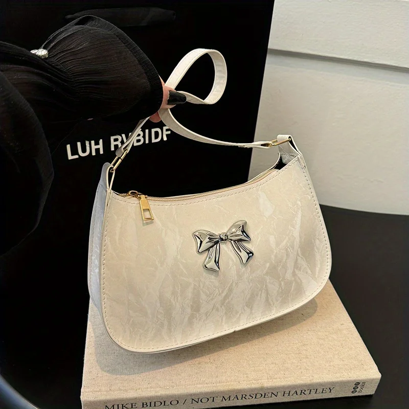 Sweet Fresh Small Bow Handbag for Women Trendy Underarm Shoulder Bag, Suitable for Daily Use, Outings, Dates, Parties, Gifts.