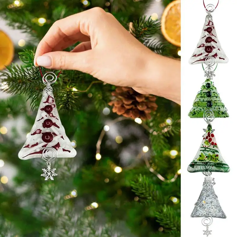 

Christmas Tree Pendants Tree Shaped Christmas Decor Ornaments Resin DIY Crafts Festive Decorations New Year Accessories