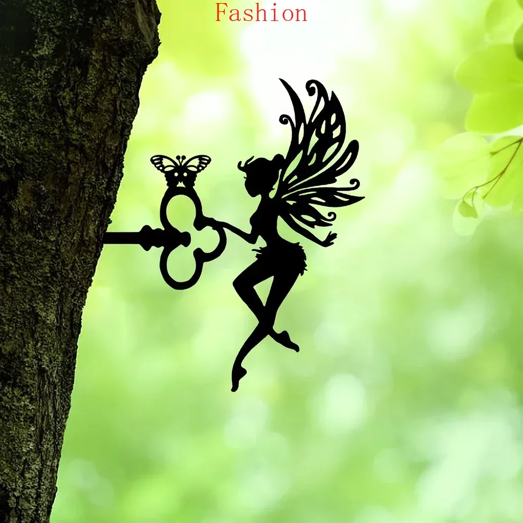 

Pretty Elf on Branch Steel Silhouette Metal Wall Hanging Art Home Garden Yard Patio Outdoor Statue Stake Decoration Perfect Wall