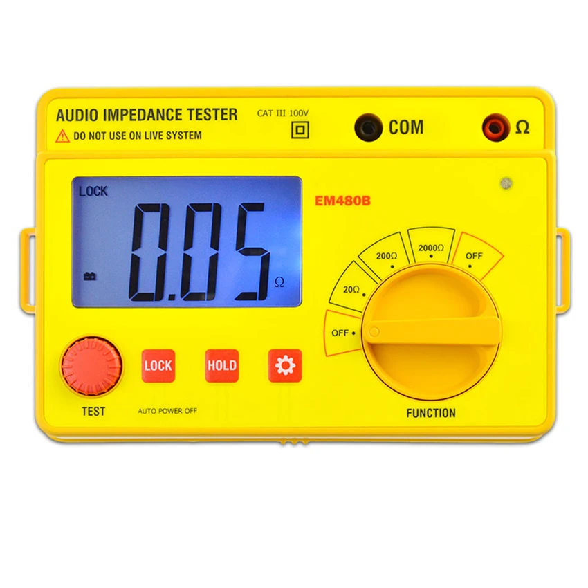 EM480B Digital Audio Impedance Tester Meter Test Range 20&Omega;/200&Omega;/2000&Omega; Resistance Meter 1KHz Test Frequency Data Hold
