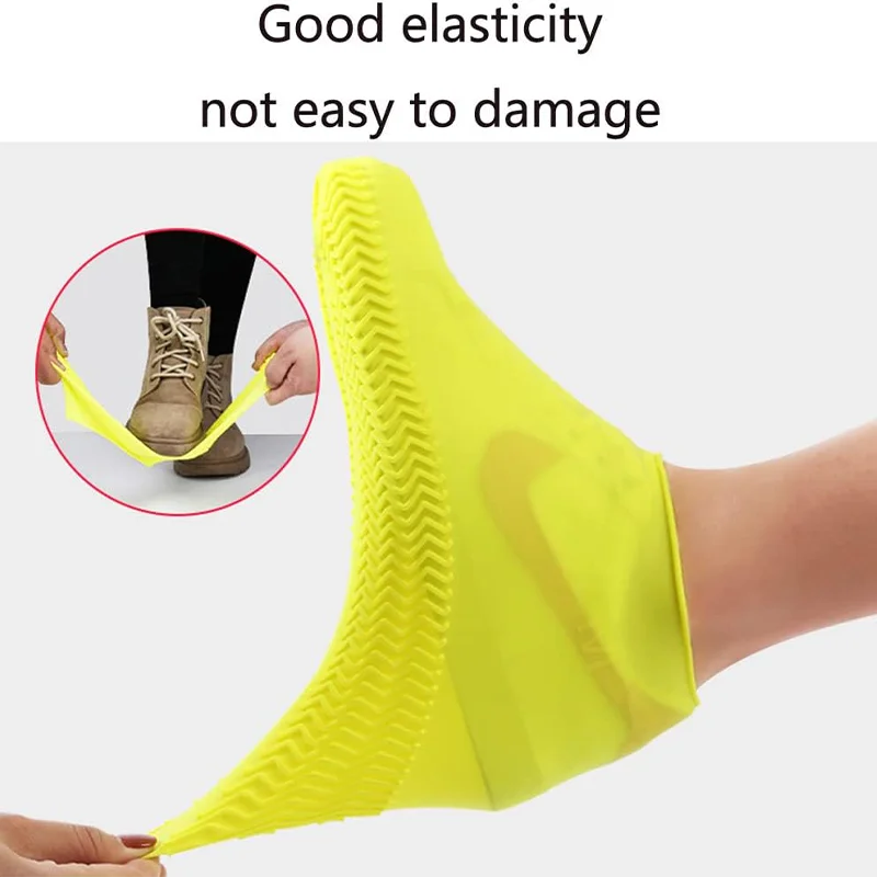 Description Picture 5 of item1Pair Reusable Waterproof Rain Shoes Covers Outdoor Rainy Day Unisex Rain Boots Non-Slip Wear-Resistan Shoes Protectors Boots