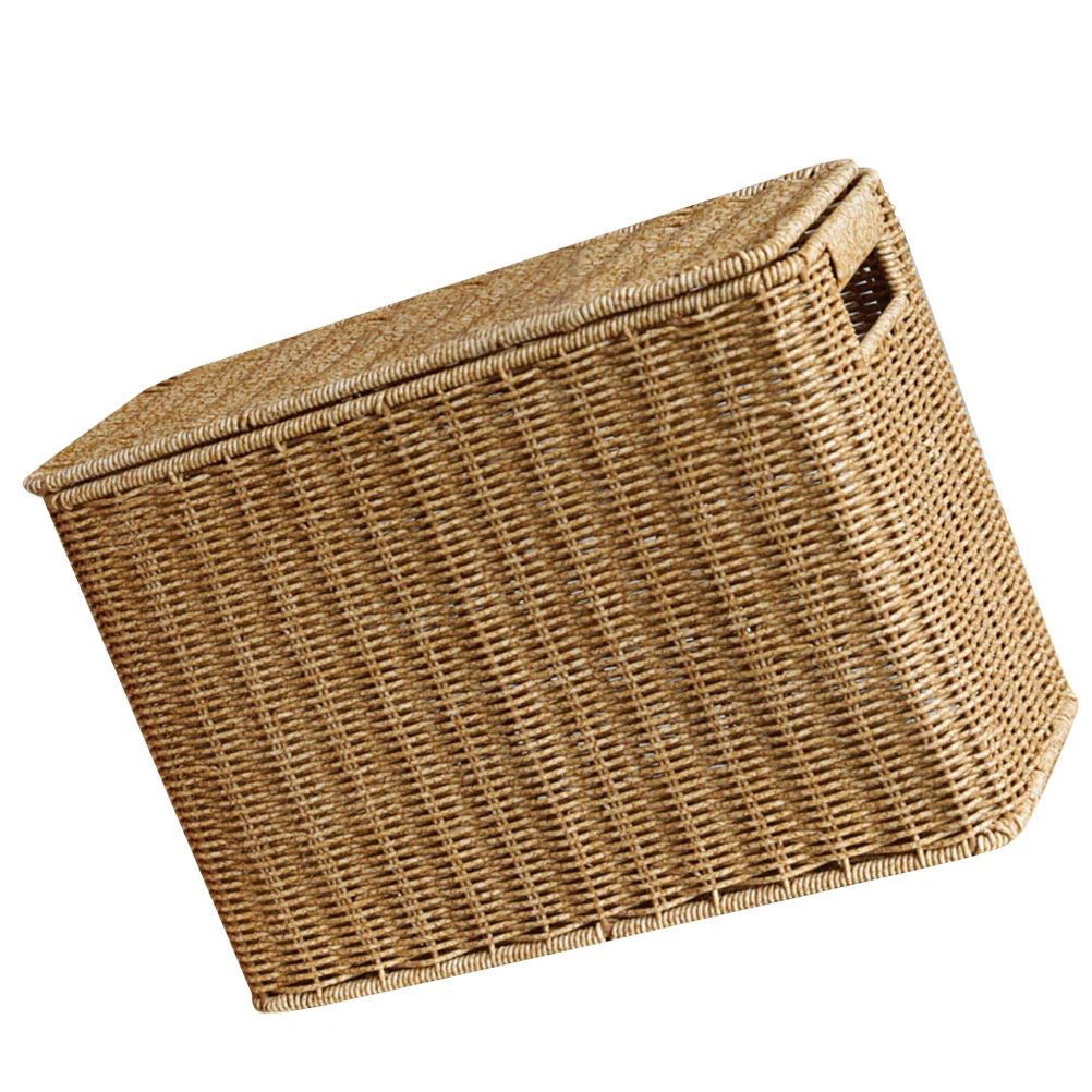 

Wicker Storage Baskets Lids Rectangular Woven Shelf Baskets Rattan Storage Bins Laundry Hamper Magazine Basket Narrow