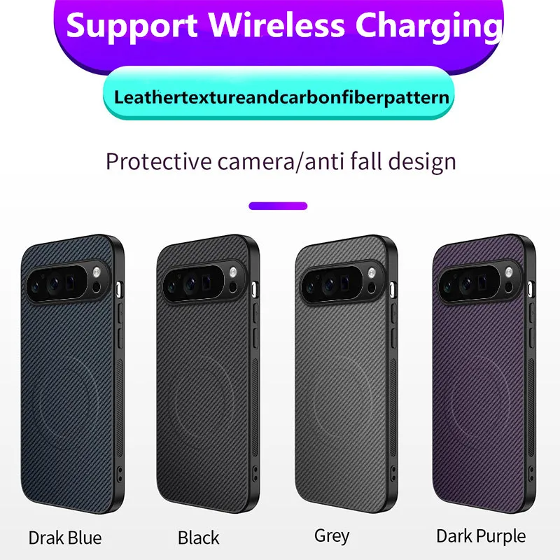 Luxury Carbon Fiber Slim Shockproof Phone Case with Protective Lens Cover