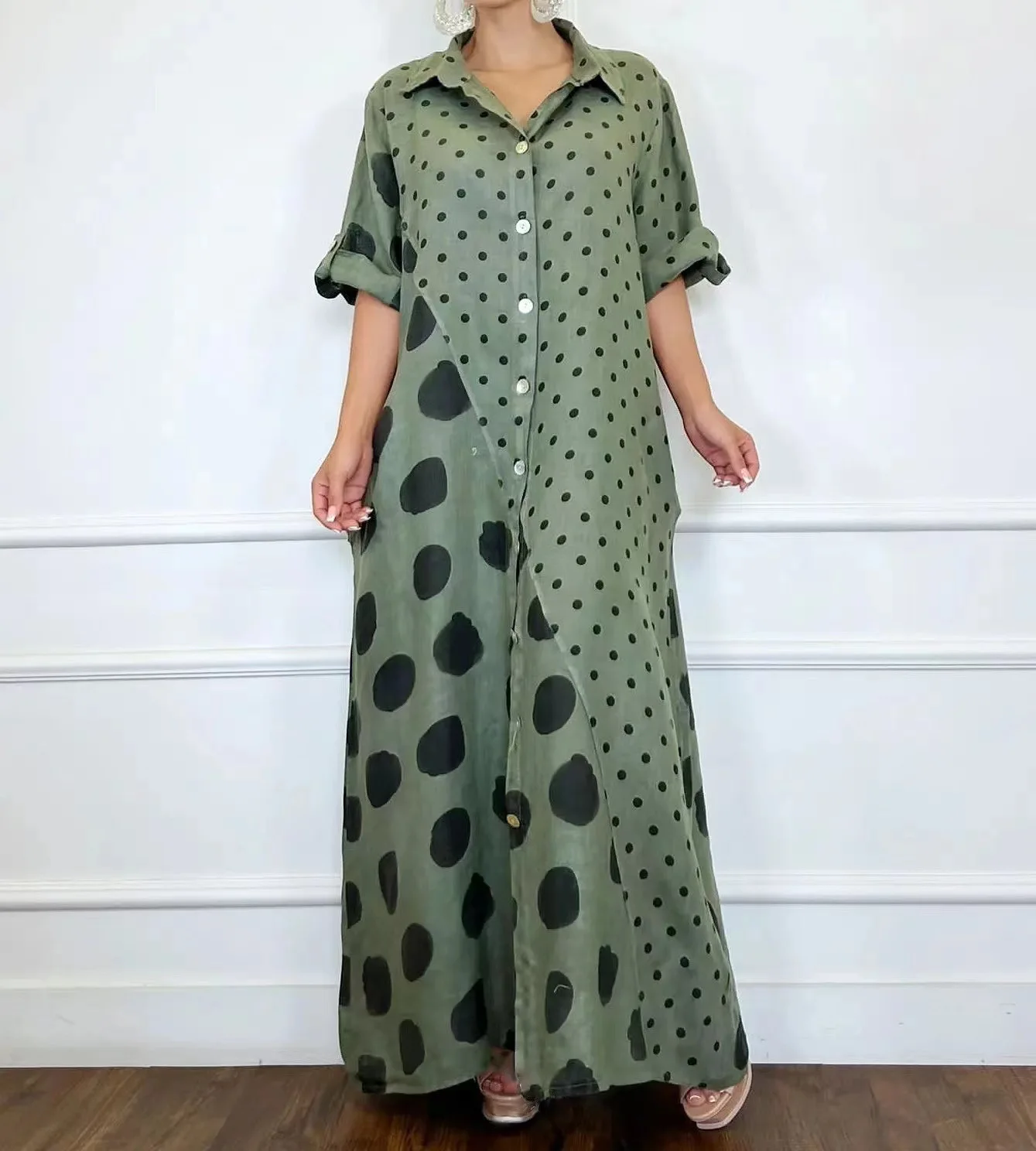 

2022 African Dresses for Women Spring Autumn African Women Three Quarter Sleeve Printing Polyester Long Dress Maxi Dress XL-5XL