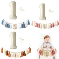 Happy Birthday Banner Handmade One Year Baby Banner Birthday Party Balloon Decoration Supplies Growth Photography Accessories 1