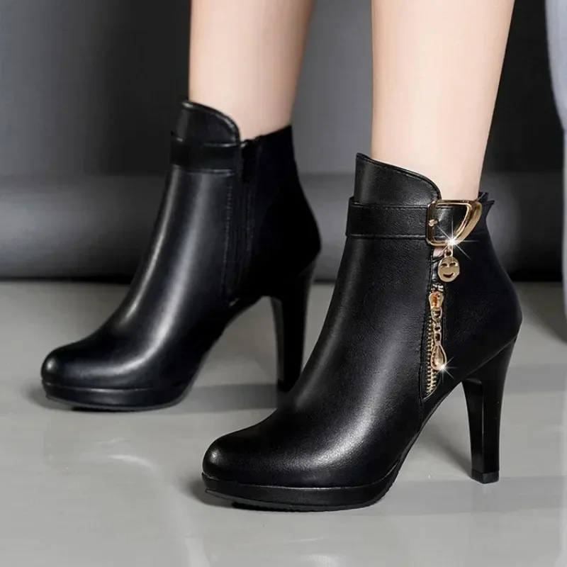 2024 New Fashion Women's Boots Autumn and Winter Ankle Boots Women's Round Toe Thin Heel Zipper Casual Women's Shoes
