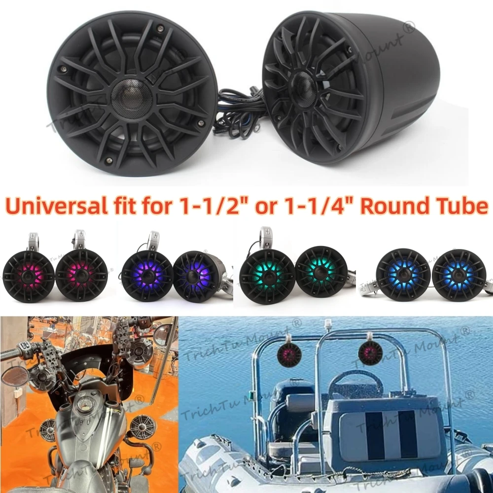 Motorcycle UTV ATV Boat Audio System RGB LED 100W Amplifier 6.5 Inch Waterproof Speaker Stereo FM Radio USB MP3 Speaker Assembly waterproof motorcycle 12v mp3 player amplifier usb bluetooth compatible music player fm radio frosted stereo speaker mt473