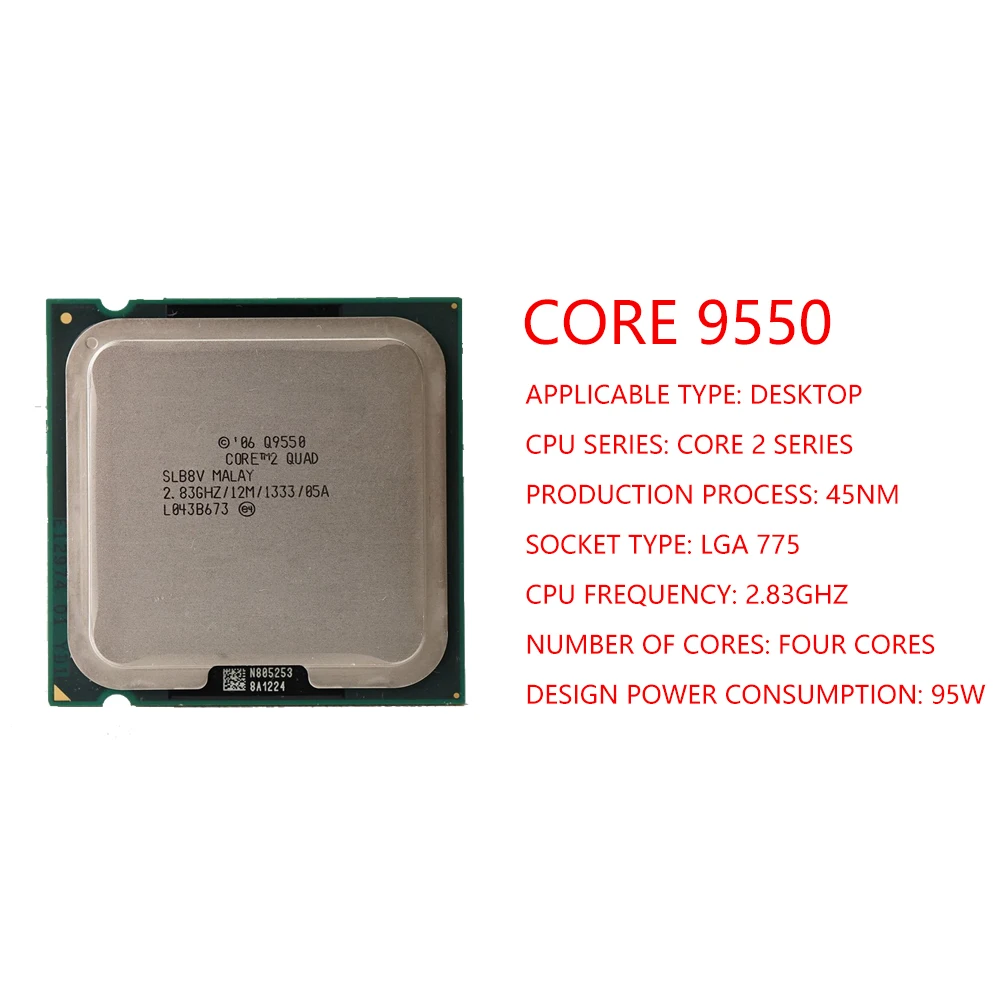 Core2-クアッドプロセッサq9550,CPU,12mキャッシュ,2.83 ghz,lga775 ...