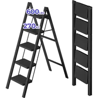 5 Step Ladder,Lightweight Folding Step Stool with Anti-Slip Pedal,600 lbs Portable Sturdy Steel Ladder for Adults 2