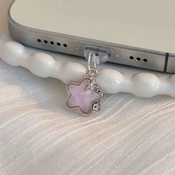 1pc Cute Diamond Star Phone Dust Plug Pendant Suitable For IPhone For Samsung Type-C Interface Dust Plug Accessory Decoration 1