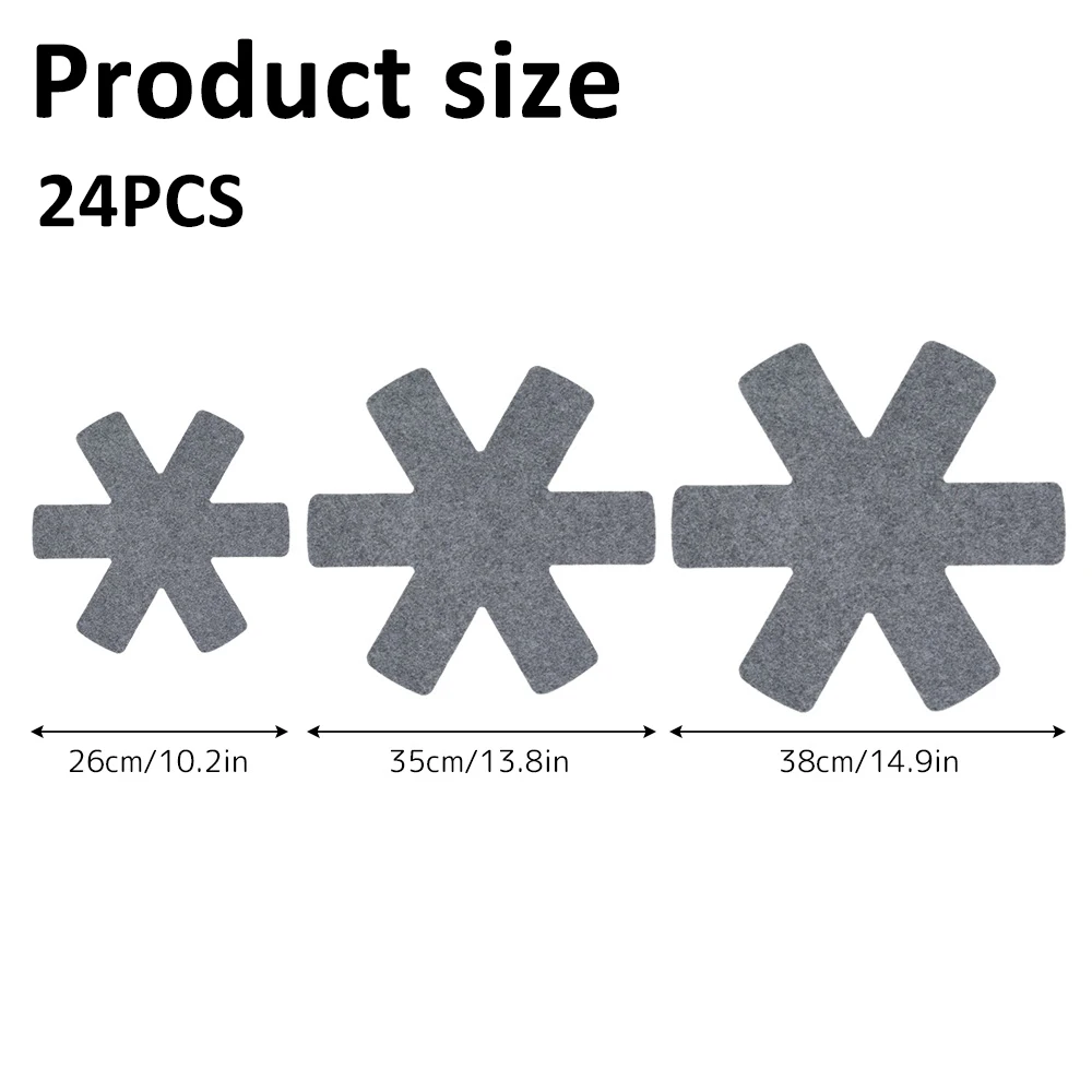 Cookware Protection Pads - 12-Piece Set with Non-Woven Pot and Pan Dividers in 3 Sizes