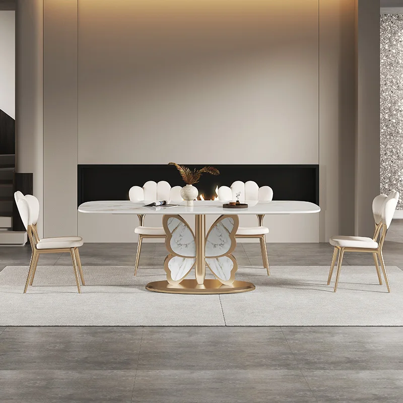

Italian minimalist dining table high-end atmosphere luxury designer creative rock table modern minimalist butterfly dining table