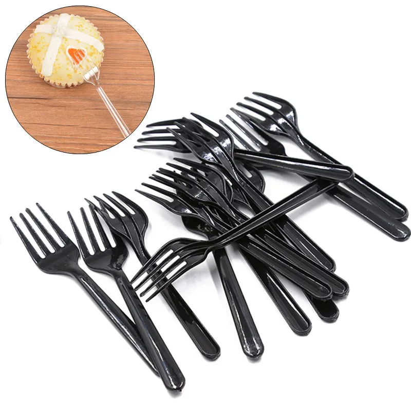 Fruit Fork 95 Pcs Plastic Utensils Dessert Forks Tableware Disposable Cutlery Fork Birthday BBQ Party Supplies Fruit Cake Snack Forks