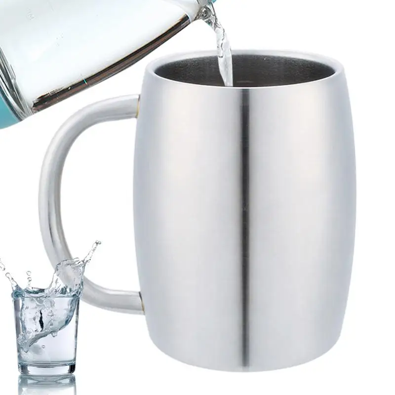 

Stainless Steel Coffee Mug Double Wall Camping Cup for Hot & Cold Drinks Tea Large Coffee Mug with Handle Thermal Water Bottle