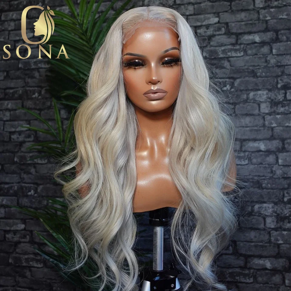 13X4 Platinum Ash Blonde Lace Front Wig Transparent Colored Human Hair  613 Lace Frontal Wig for Women 30 Inch Honey Blonde 13X6