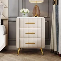 Velvet Nightstand with 3 Drawers,Upholstered Nightstand with Faux Marble Top,End Table with Metal Legs for Bedroom, Living Room 2