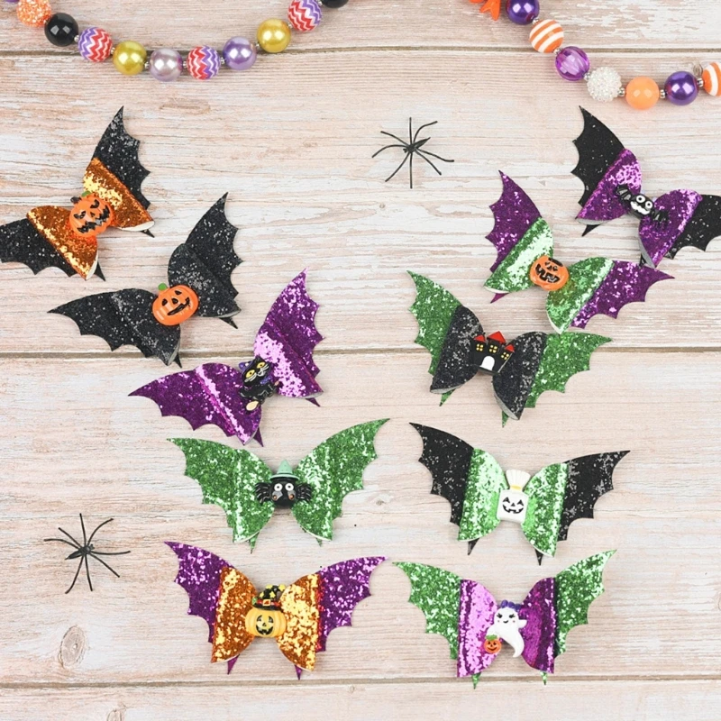 

Halloween Bow Hair Pins Halloween Hair Bows Clip Bat Pattern Boutique Clip Halloween Barrette Accessories for Girls