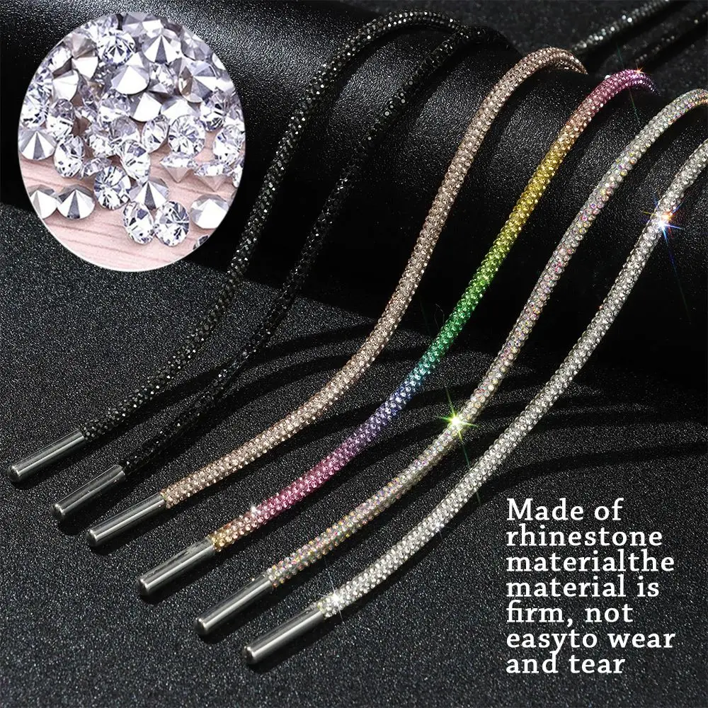 Luxury Rhinestone Shoelaces Rainbow Diamond Shoe laces Sneakers Laces Shoes Round Shoelace 100/120/140/160CM 1Pc DIY Strings
