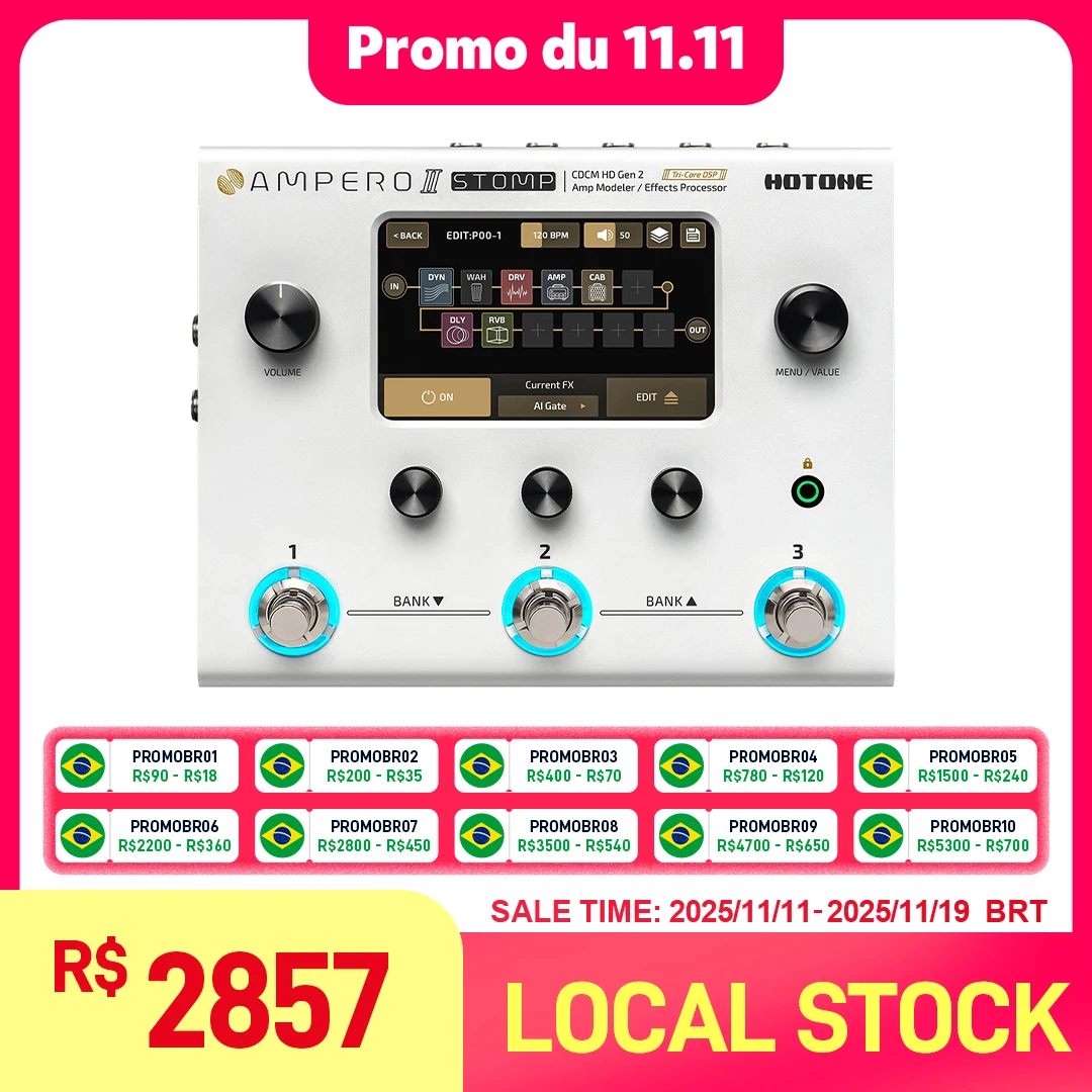 HOTONE Ampero II Stomp MP-300 Guitar Bass Multi-Effects Pedal