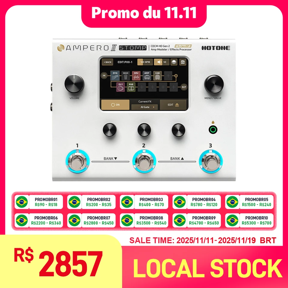 HOTONE Ampero II Stomp MP-300 Guitar Bass Multi-Effects Pedal