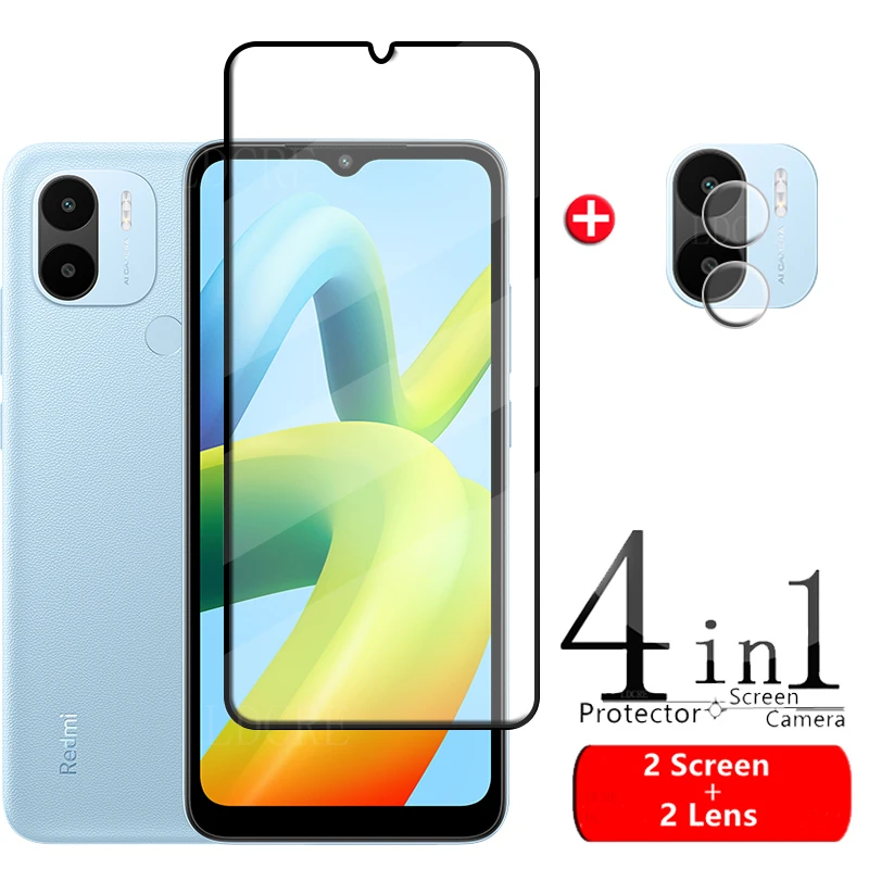 4-in-1 For Redmi A1 Plus Glass For Xiaomi Redmi A1 Plus Tempered Glass Full Screen Protector For Redmi A1 Plus 2022 Lens Glass