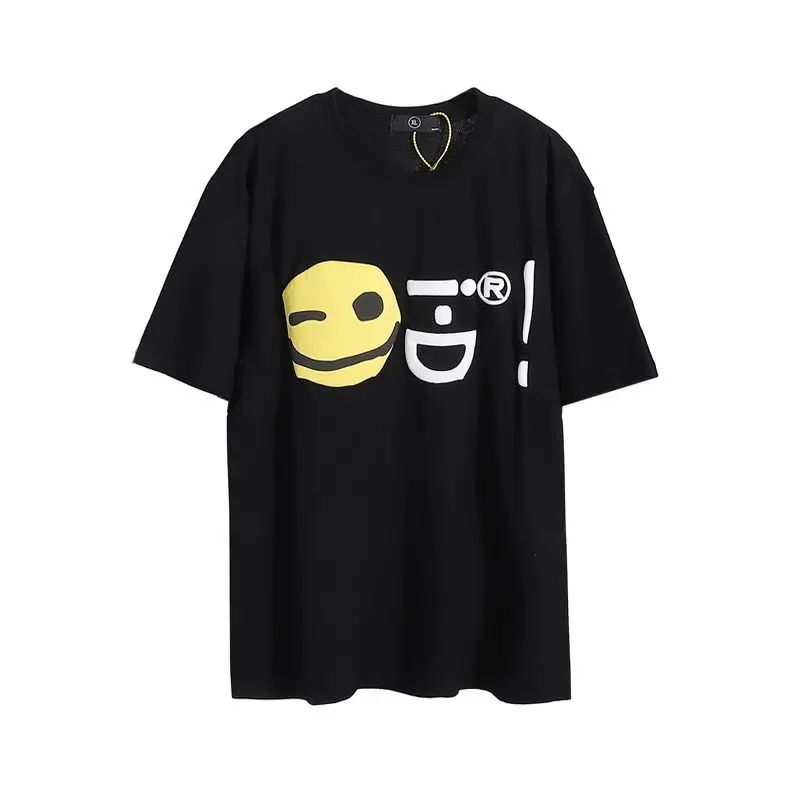 

INS super hot net red with the same smiley face print men and women couples cotton round neck short-sleeved T-shirt