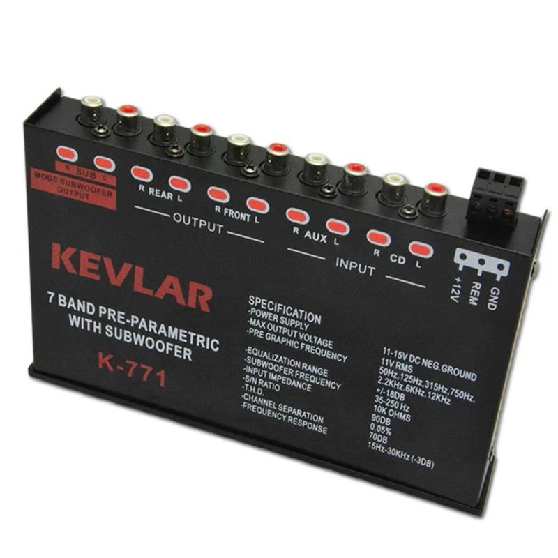 K-771 7 Segment Equalizer Car Audio EQ Tuning Crossover Amplifier DC 12V audio equalizer