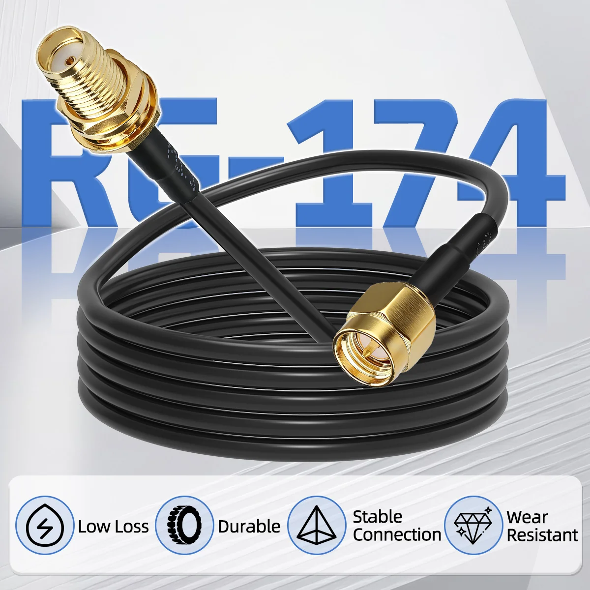 ABBREE SMA - SMA 동축 안테나 연장 케이블 WiFi 안테나/라우터/RG174 네트워크 카드용 남성-여성 동축 피더 와이어