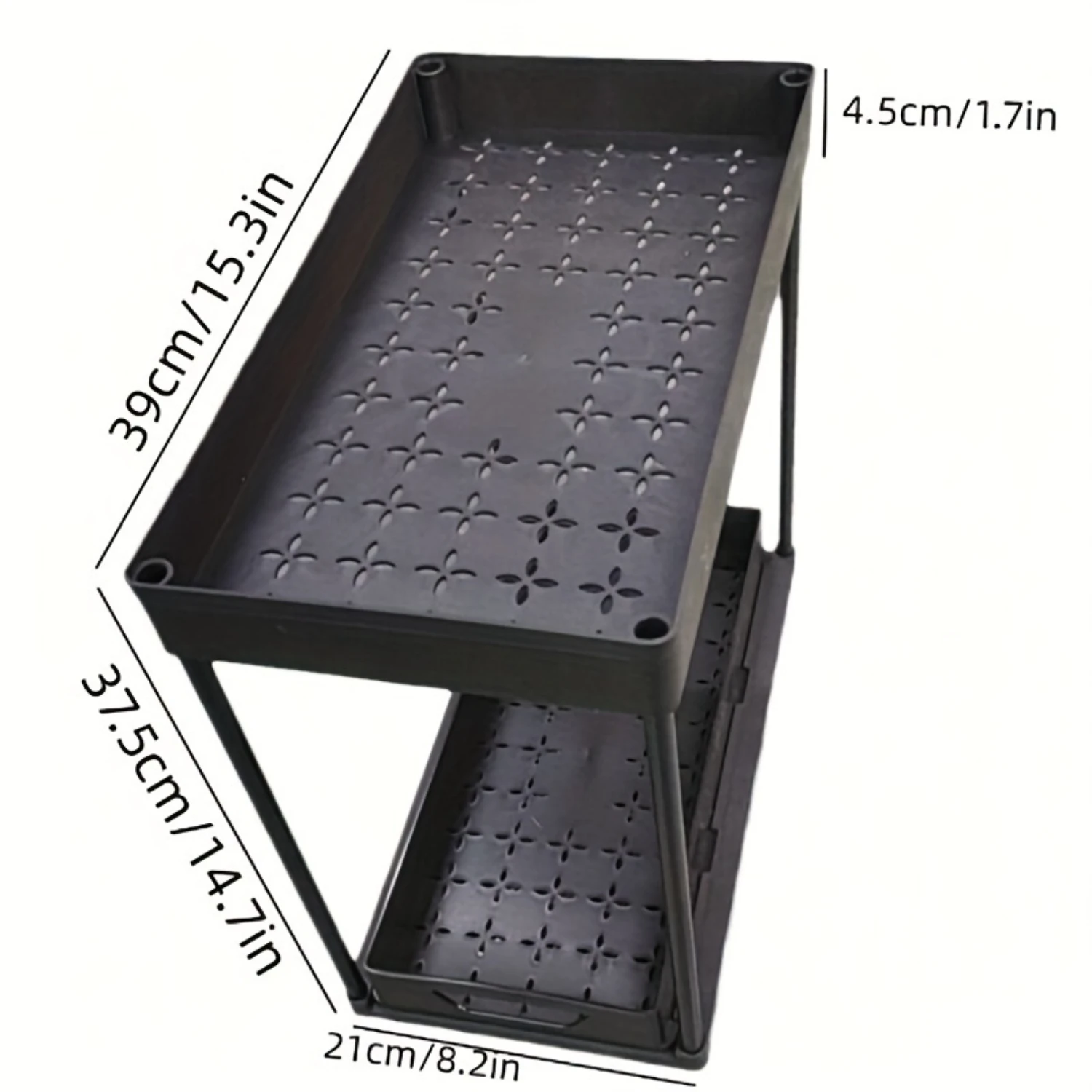 Durable Multipurpose  Organizer Rack - Stylish Black Shelving Unit for Bathroom, Kitchen & Under Sink Use - Effortless Spice Bot 4