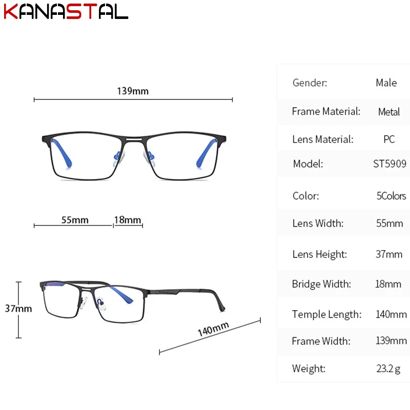 Men Reading Glasses Blue Light Blocking Prescription Glasses Male Optics Lesnes Myopia Presbyopic Metal Eyeglasses Frame myopia eyeglasses