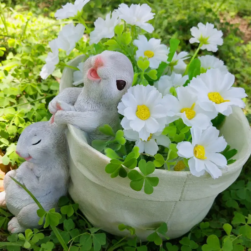 

Цветочный горшок из каучука, кролик, животные, кактус, суккуленты