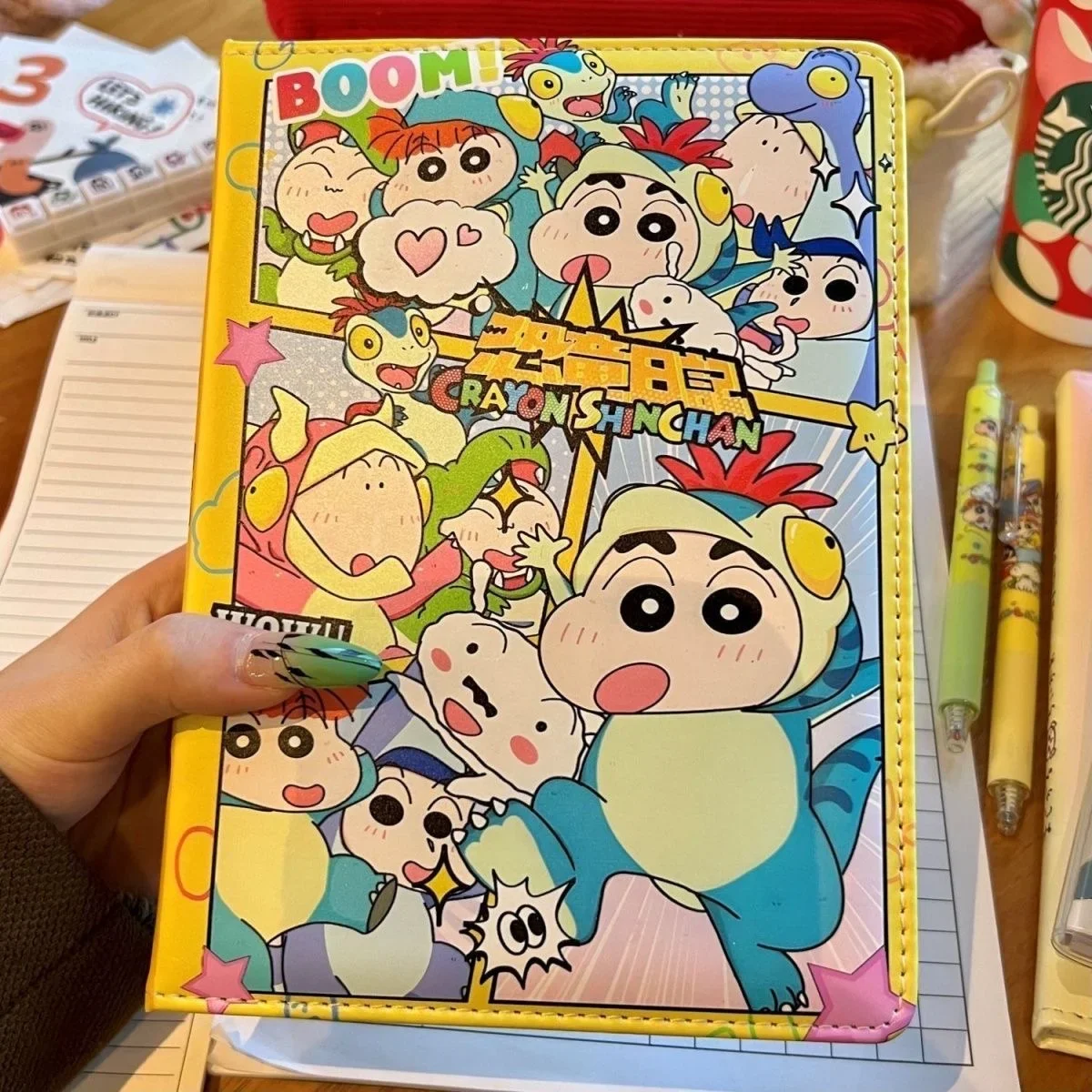 Deluxe Crayon Shin-chan A5 Leather Notebook – Full-Color Anime Design Diary Gift