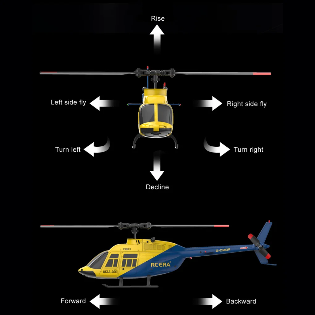 1/42 RC ERA A60 BELL206 RC 헬리콥터 4채널 싱글 블레이드 에일러론 프리 6축 자이로스코프 2.4G 고도 유지 광학 흐름 포지셔닝
