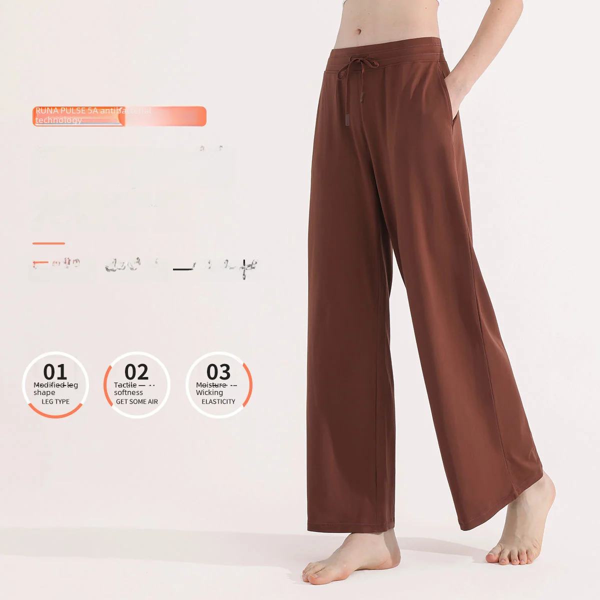 Loose Women Summer Thin Flared Trousers High Waist Slimming Casual Drawstring Straight Cylinder Yoga Trousers