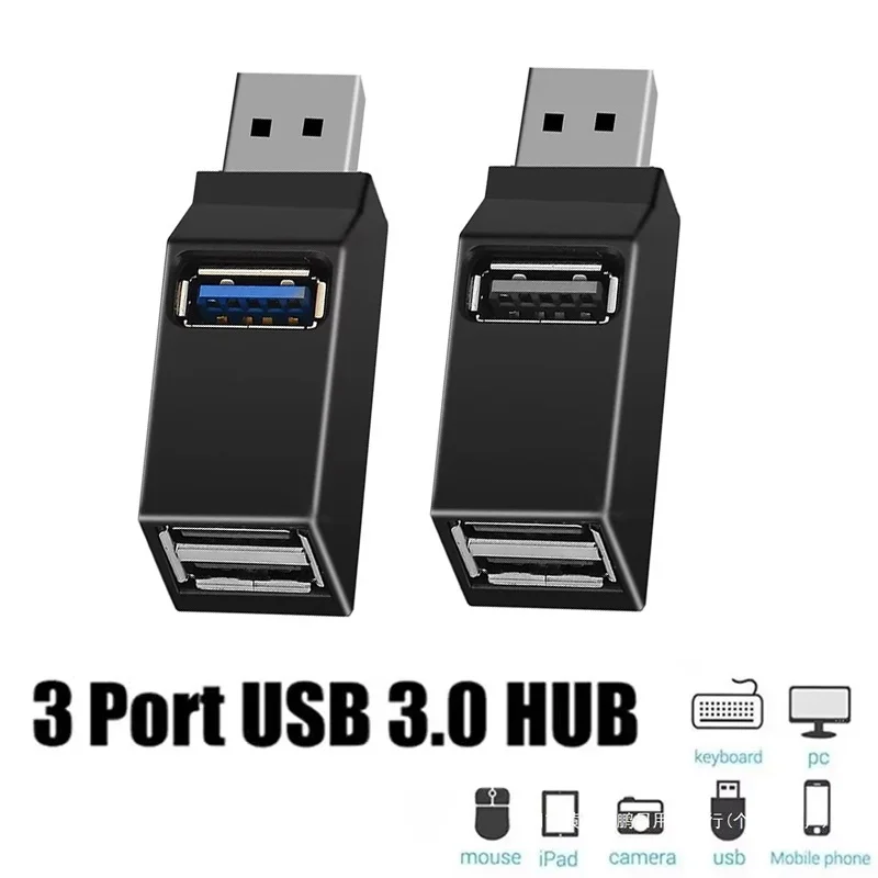 High-Speed 3-Port USB 3.0 Hub Adapter for Efficient Data Transfer