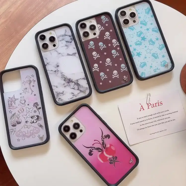 Wildflower 3D Skull Cherries marble Phone Case for iPhone 16 15 14