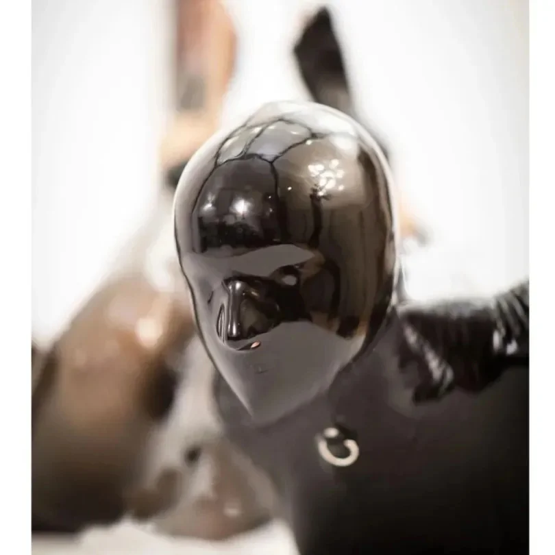 Latex Lingerie Latex Hooded Mask Rubber Restraints Gloves Catsuit